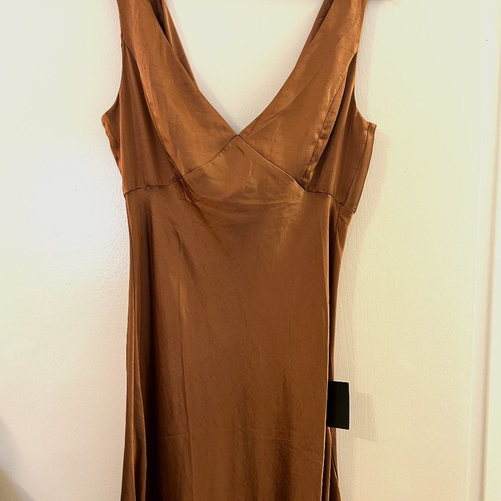 Lulu's Copper Wedding Guest / Cocktail Party Midi Dress